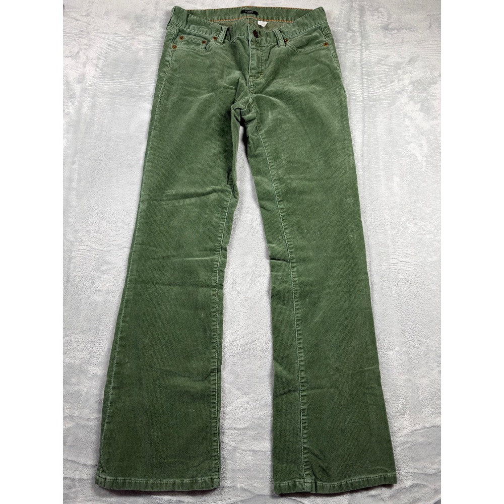 Vintage 2005 J.Crew Women Corduroy Pants Sage Green Flare Y2K Stretch 0S